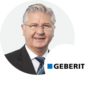Portrait und Logo Karl Spachmann von Geberit International AG